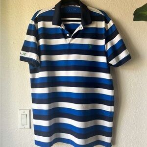 RLX Ralph Lauren Blue and White Striped Polo Shirt